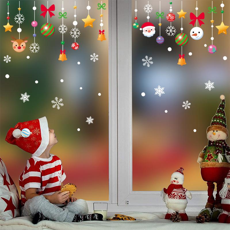 Christmas Window Decal Santa Claus Snowflake Stickers Winter Wall Decals For Kids Rooms New Year Christmas Window Decorations