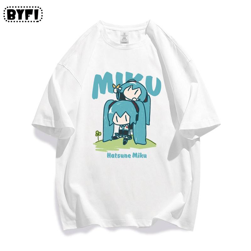 Hatsune Miku Collaborates on Future MIKU Line Style Short Sleeved Pure Cotton Printed New Casual Unisexs and Unisexs Clothing
