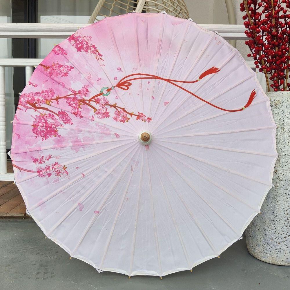 Vintage 70 cm Silk Cloth Women Umbrella Handheld Folding Classical Oil Paper Umbrella Rainproof Decorative Costume Parasol Party
