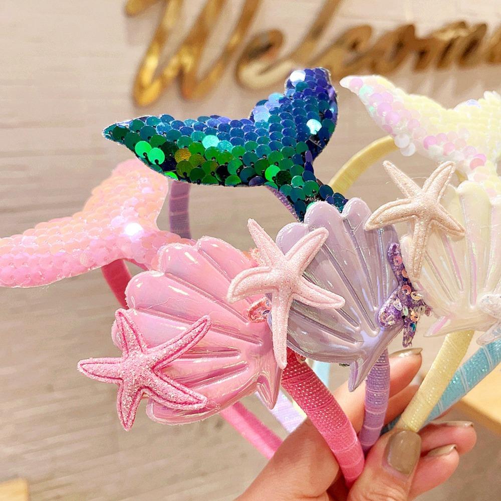 Мультяшная повязка на голову русалки принцессы лазерная головная повязка с блестками модный держатель для волос украшение для волос