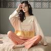 Cotton Two Piece Set Pajamas Women Print Kawaii Sweet Autumn Long-sleeved Round Collar Ins Style Home Clothes Outer Wear Suit