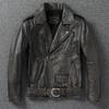 Genuine Leather Jacket Men Real Cowhide Biker Jacket Slim Fit Retro Short Zipper Motorcycle Coat