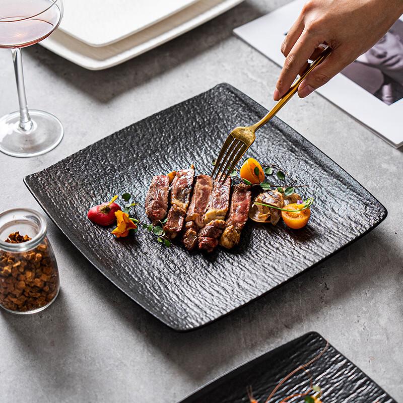 Nordic Ceramic Stone Texture Square Dinner Plate