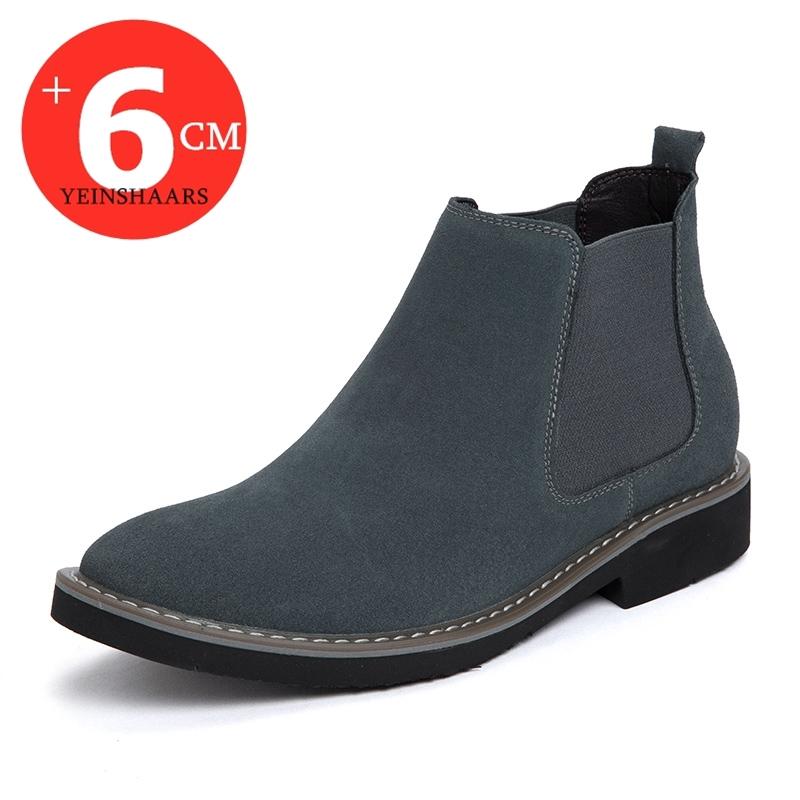 Fashion Men Boots Comfortable Elevator Shoes Height Boots Heightening Man Increase Insole 6CM Slip-On Suede Ankle Boots Chelsea Boots