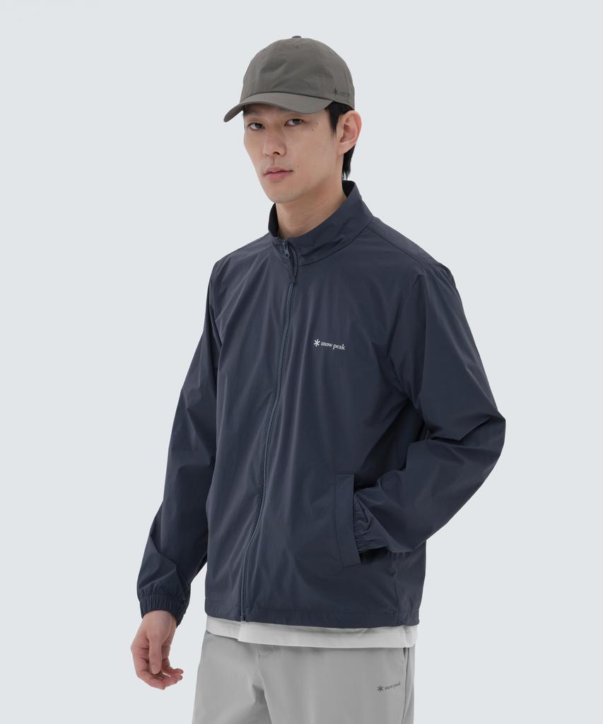Snowpeak Apparel Тонкая технологичная ветровка с воротником-стойкой, из тканого материала, цвет Угольно-синий (S24Mmswb34)