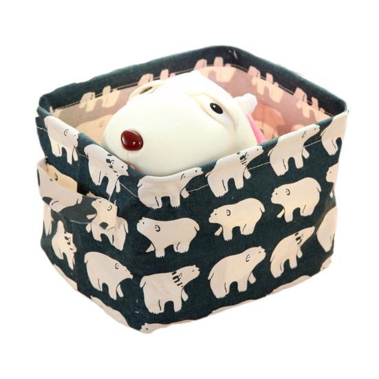 Складная корзина для хранения с ручками Водонепроницаемая Большая вместимость Хлопок Лен С принтом Многофункциональная Дом Офис