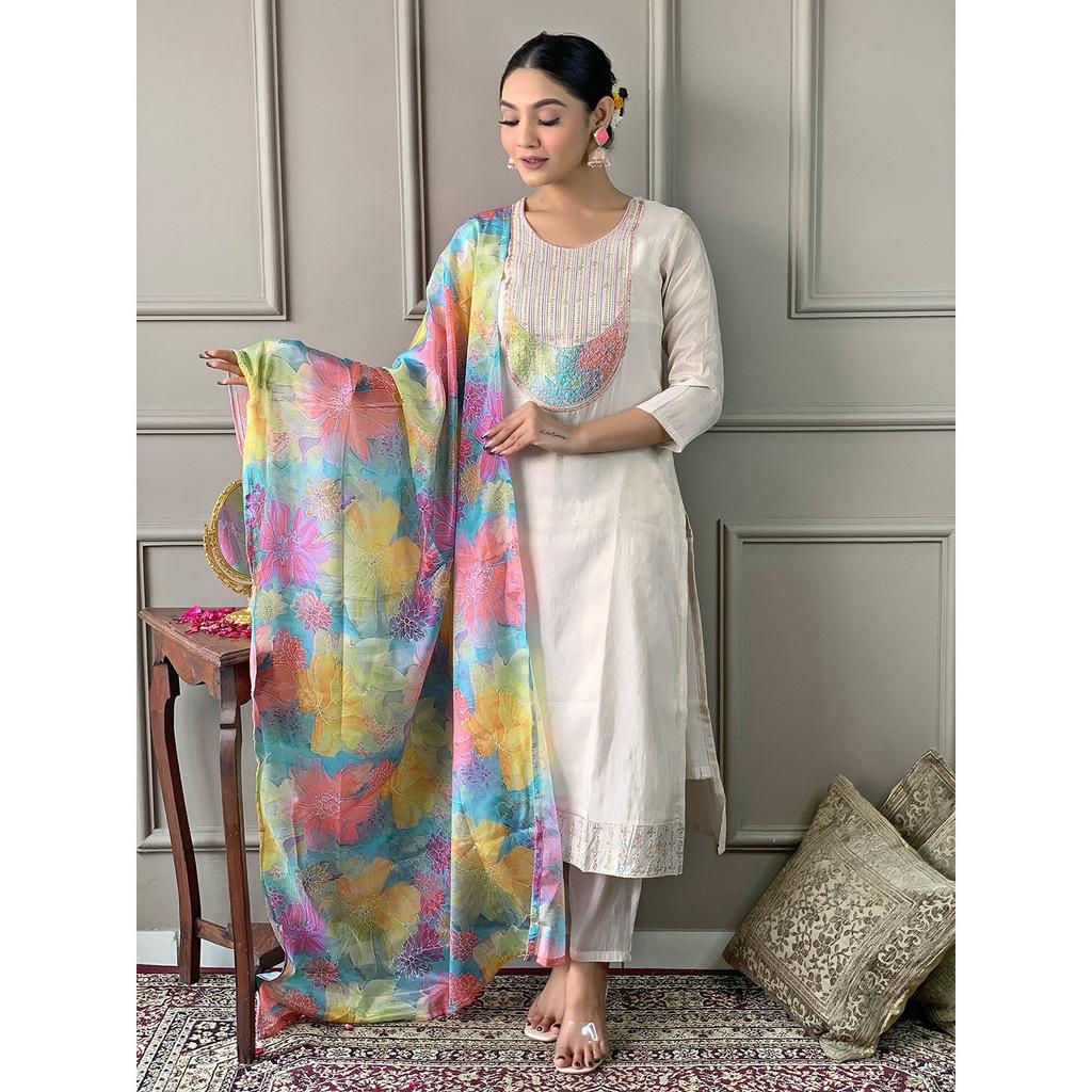 Women Indian Bollywood Kurti Pant Dupatta Set Designer Party Wear Salwar Suit VF-3012