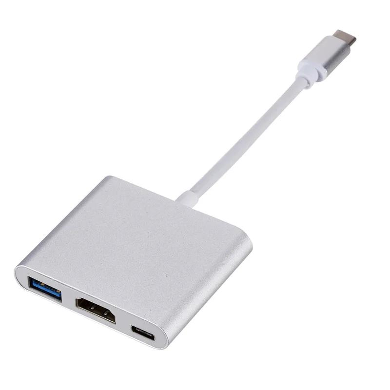 3 в 1 Type C - HDMI-совместимый USB 3.0 зарядный адаптер USB-C 3.1 Hub для Mac Air Pro Huawei Mate10 Samsung S8 Plus