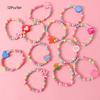 12pcs Cartoon Wooden Beads Bracelet for Kids Girl Birthday Party Favors Baby Shower Jewelry Gift Kindergarten Prizes Treat Bag