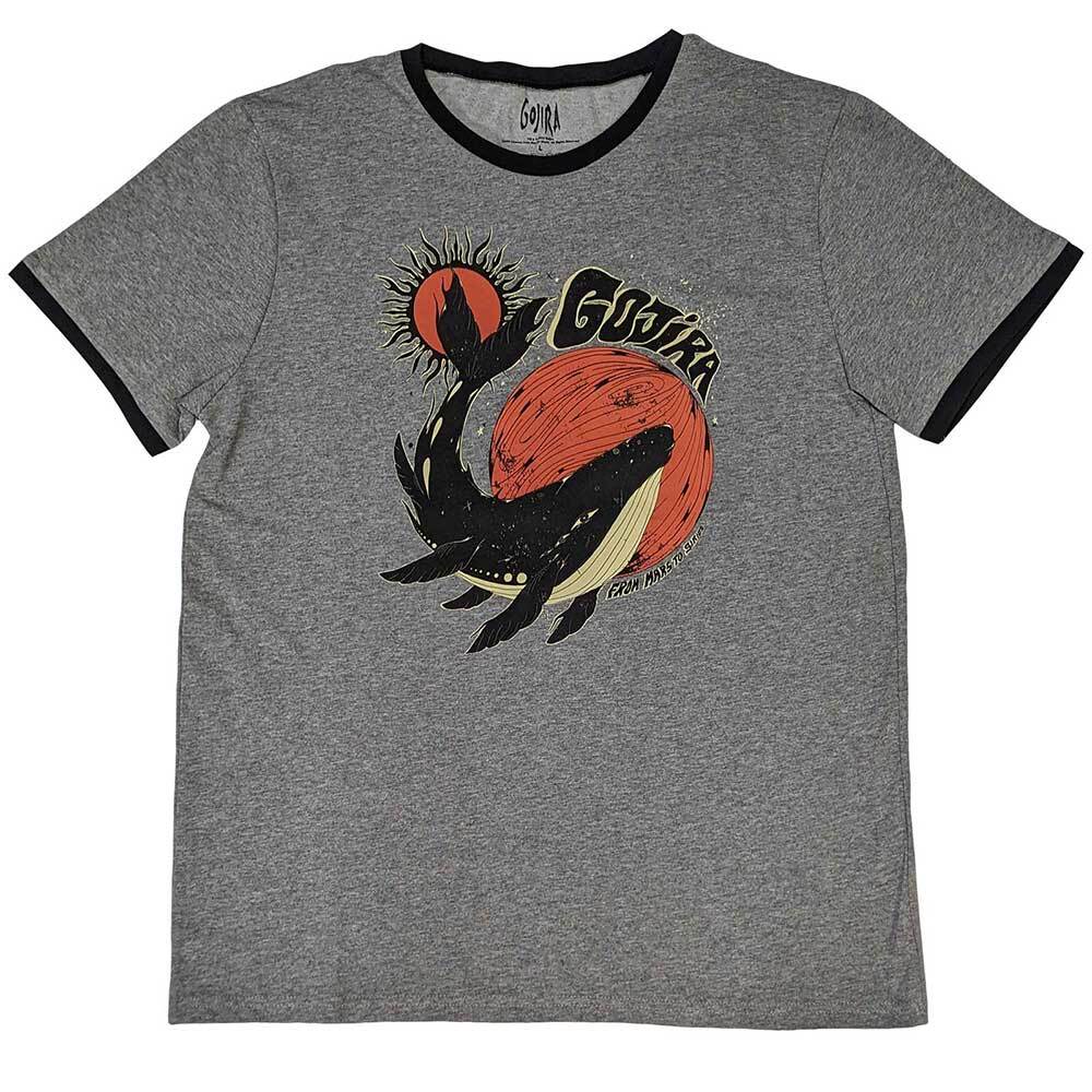 Gojira 'Whale - From Mars To Sirius' Grey Ringer T shirt - NEW Unisex T-Shirt