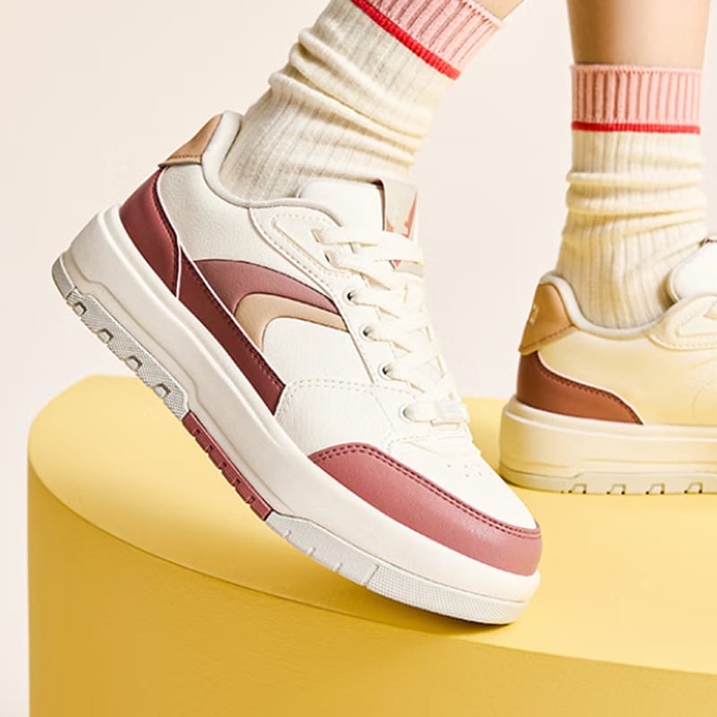 Anta 982 Slip Resistant Abrasion Resistant Low top Skateboard Shoes Women's White Red 122518060-7
