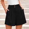 Women's Fashion Summer Solid Color High Waist Side Slit Pocket Casual Shorts
