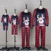 European-American Christmas Deer Print Pajamas - Family Matching Plaid Round Neck Set