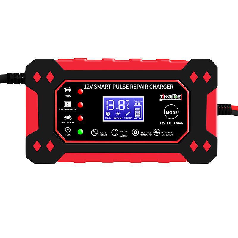 Зарядное устройство для аккумуляторов мотоциклов и автомобилей 12 В 6 А с цифровым дисплеем и интеллектуальным импульсным ремонтом свинцово-кислотных аккумуляторов