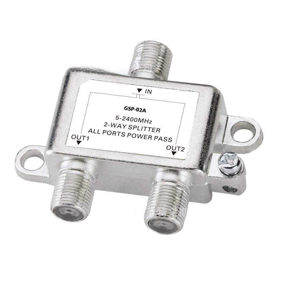 Two-Way TV Signal Splitter: 1 Input, 2 Outputs, 5-2400MHz