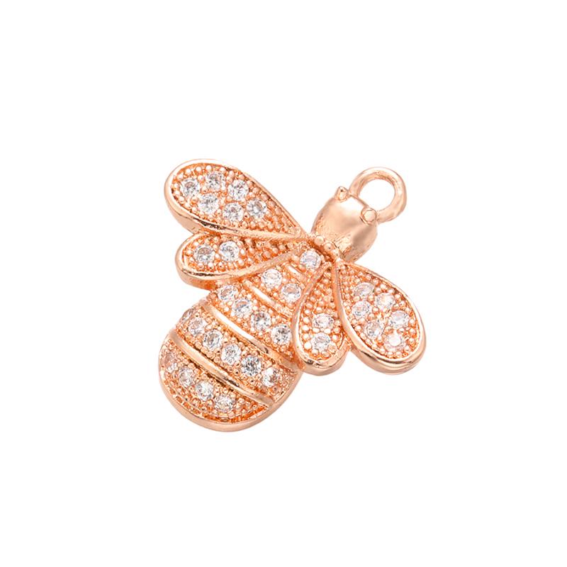 ZHUKOU Exquisite Crystal Bee Animal Pendant for Women's Necklace Earrings Jewelry Accessories model:VD525