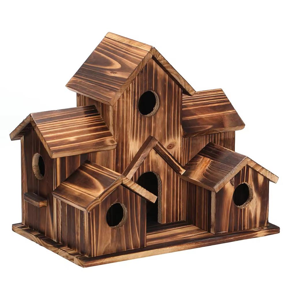 5Hole Bird House Room Wood Families Bluebird Finch Cardinals Hanging Birdhouse For Garden Waterproof And Wear-resistant Sup O0P1