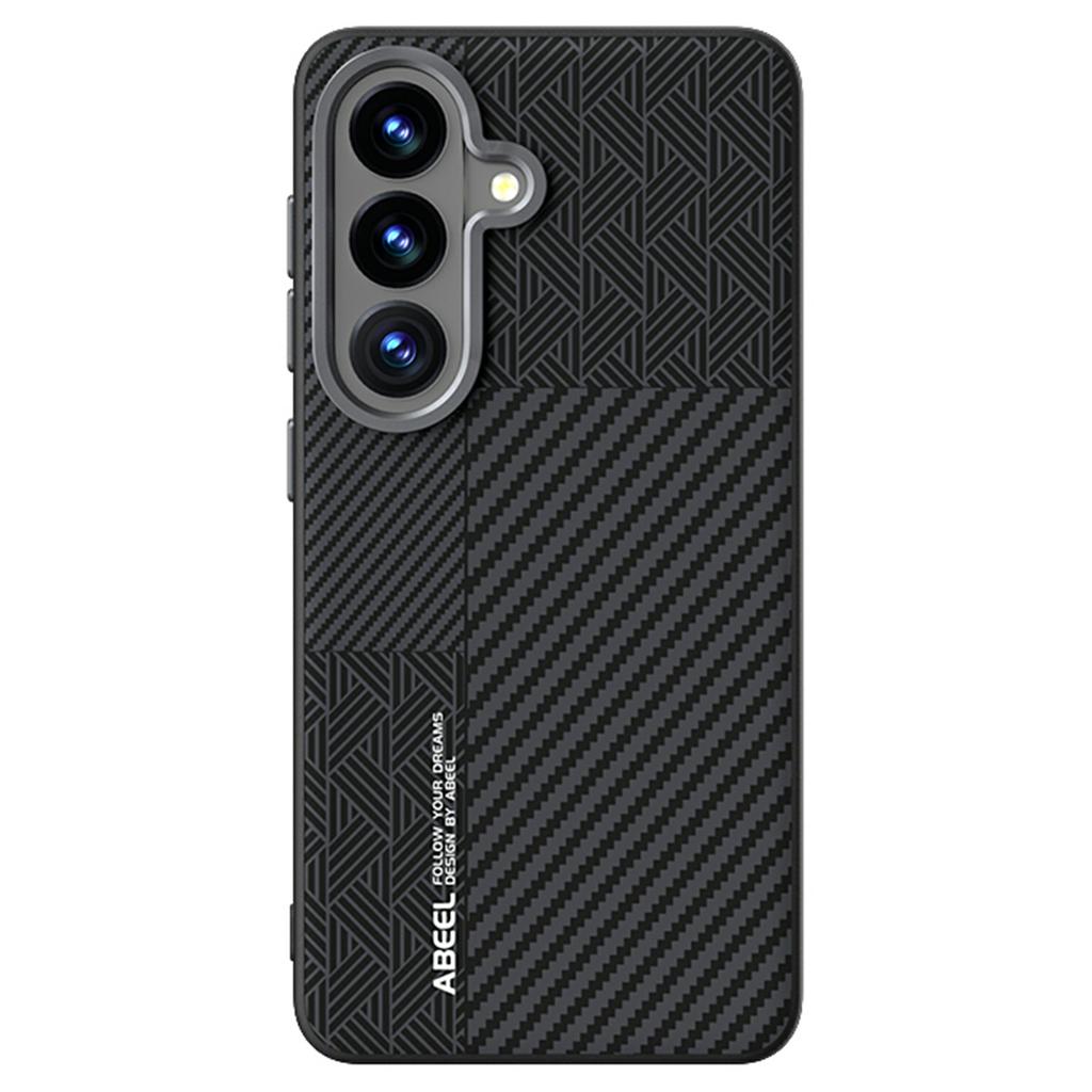 ABEEL Для Samsung Galaxy S26 / S26 Pro Магнитный Чехол PC + TPU + Алюминиевый Сплав + ПУ Кожа Тонкая Задняя Крышка Телефона