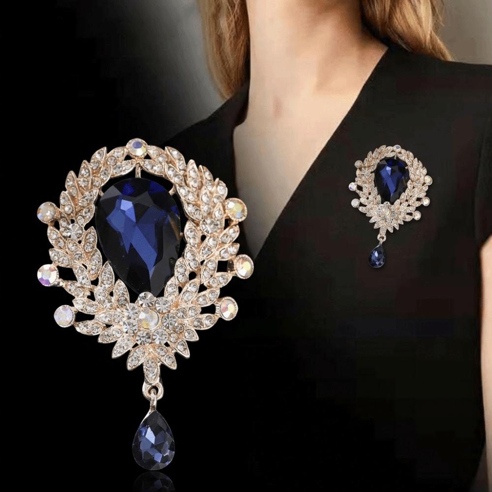 Clear Crystal Wedding Crystal Brooch Flower Design Teardrop Brooch Bouquet Pin Wedding Party