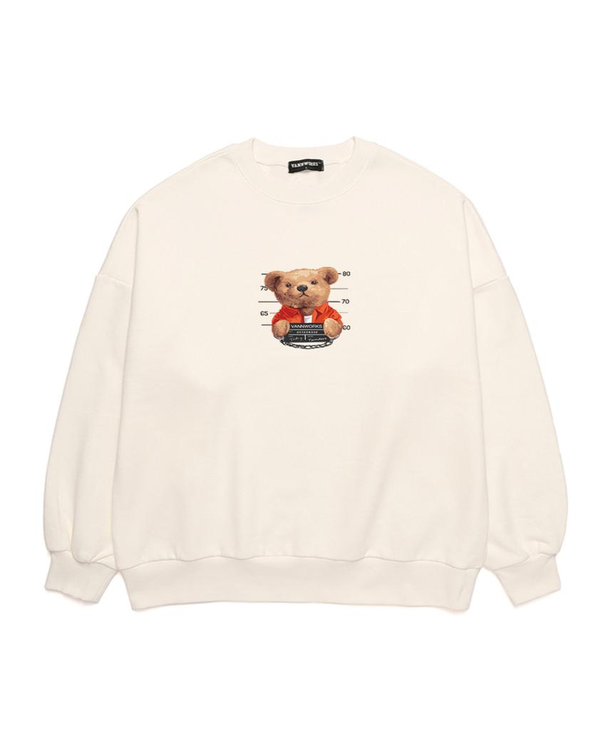 VANNWORKS Tsundere Bear Oversized Sweatshirt (Vndts117) White