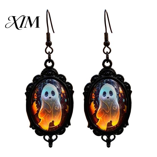Decorative Commemorative Jewelry Gothic Ghost Earrings, Vintage Style Matte Black Alloy Dangle Victorian Halloween for Women Daily And Party