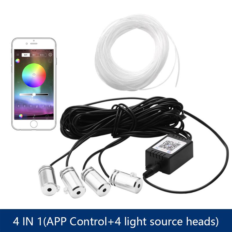 Светодиодная атмосферная подсветка для автомобиля 6 в 1, RGB, гибкая декоративная лампа 8 м, подсветка салона с управлением через приложение, светодиодная лента из оптоволокна