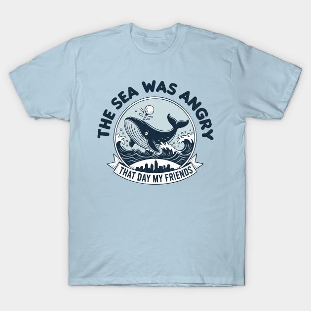 Men Black Print T-shirt The Sea Was Angry That Day, My Friends No-Cut Transfer Paper Print Cotton Tshirt