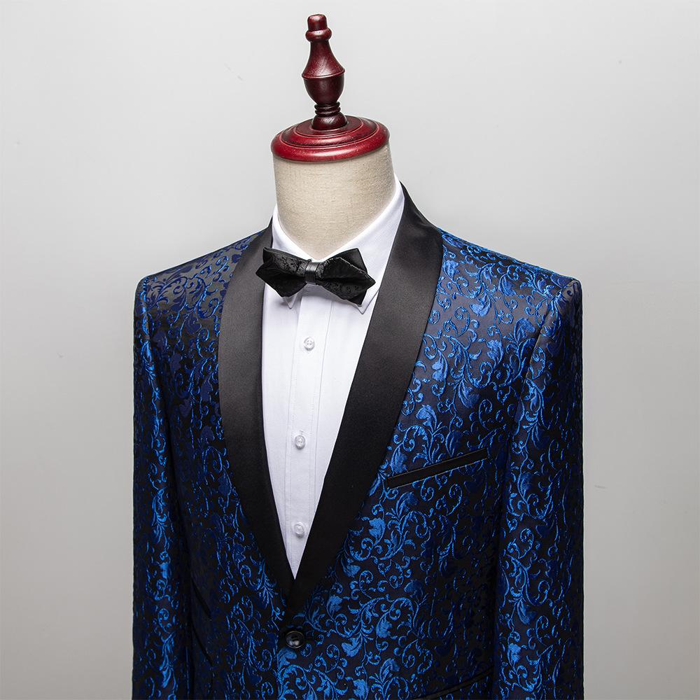 Мужские пиджаки жаккардовый костюм многоцветный тонкий выпускной свадебный сценический костюм