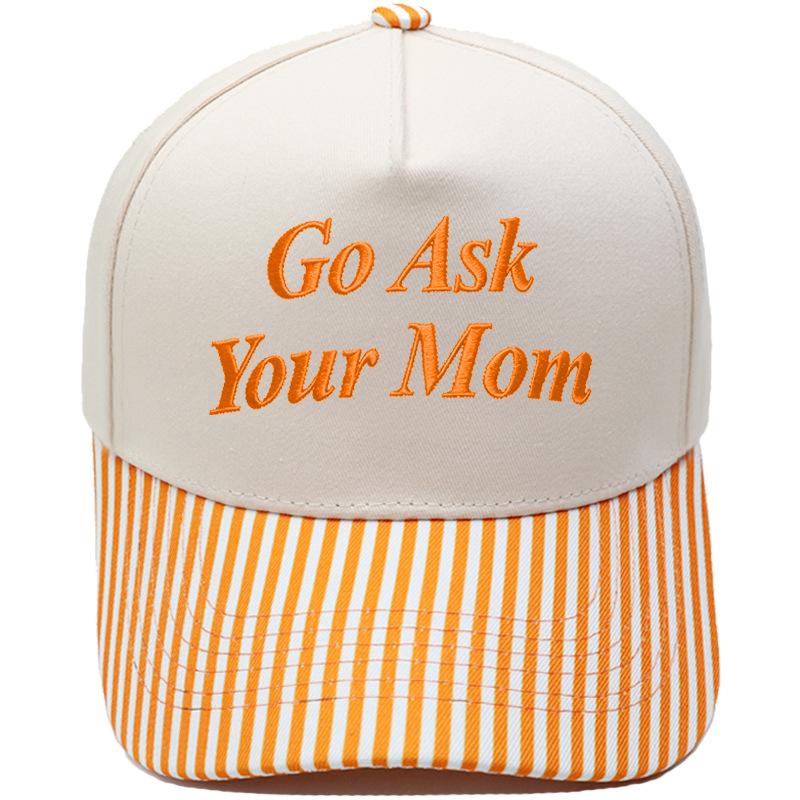 Go Ask Your Mom Embroidery Truck Driver Baseball Cap Color Matching Fun Men's and Women's Casual Sun Hats