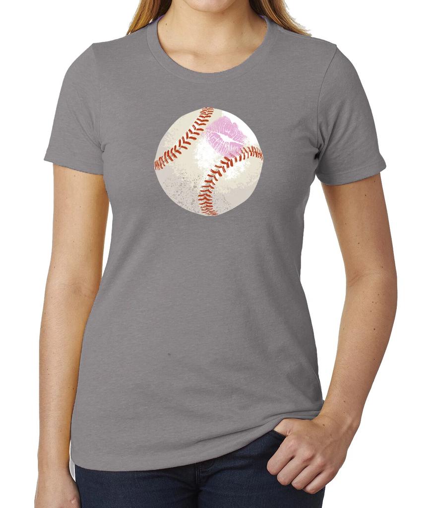 Kiss Lips Baseball T-Shirt, Cute Baseball Tees, Woman's Graphic Shirts