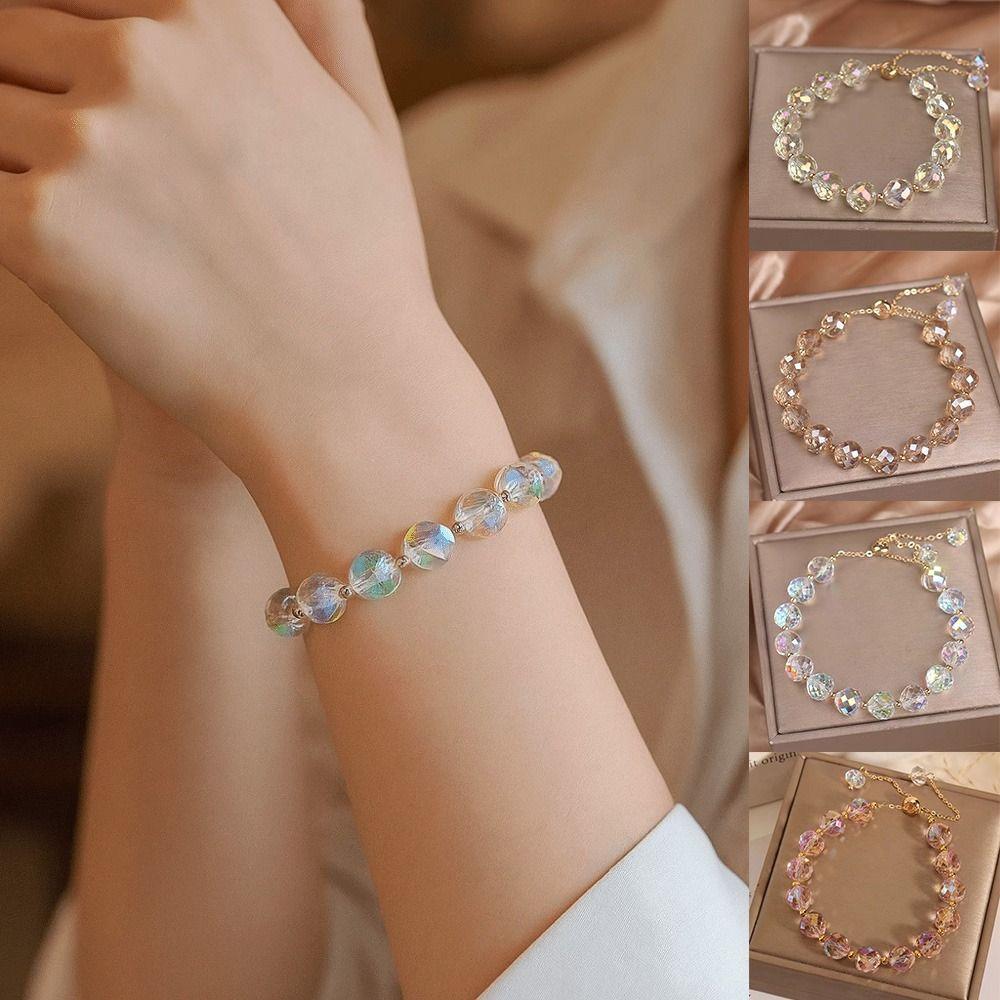 Stone Beads Crystal Bracelet Shiny Crystal Sweet Jewelry Elegant Beads Bracelet For Women