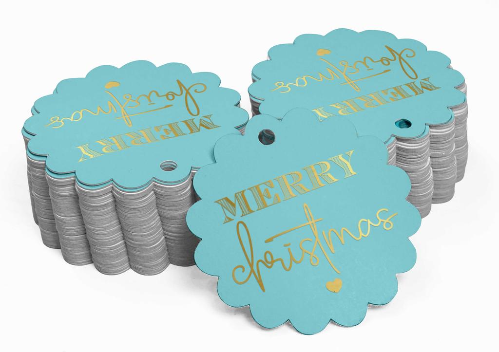 Inkdotpot Real Gold Foil Merry Christmas Tags Favor Hang Paper Tags 100