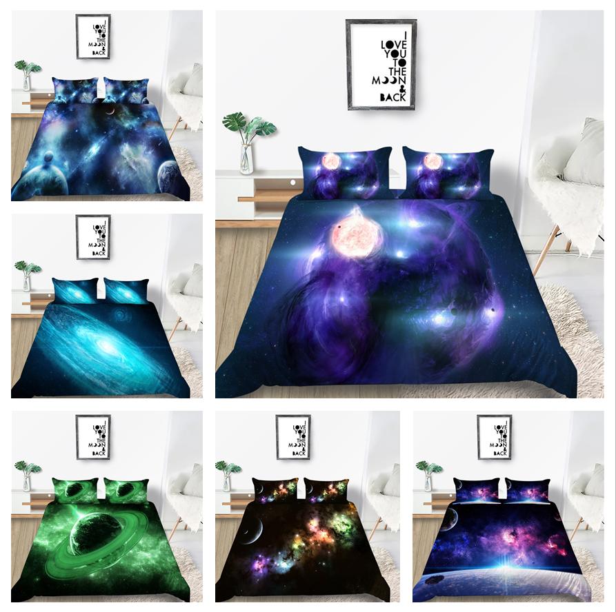 Space Star Printing Household Bedding Single Bed Double Bed Full Size Pillowcase and Quilt Cover 2/3 Beddingome