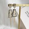 Black Frame Geometric Rhombus Diamond Fringed Earrings High Sense Fashion Light Luxury Versatile Temperament Long Trend Earrings Women
