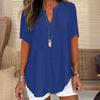 Женская рубашка с V-образным вырезом, коротким рукавом, свободный крой, повседневная рубашка, однотонная эластичная футболка, повседневная одежда