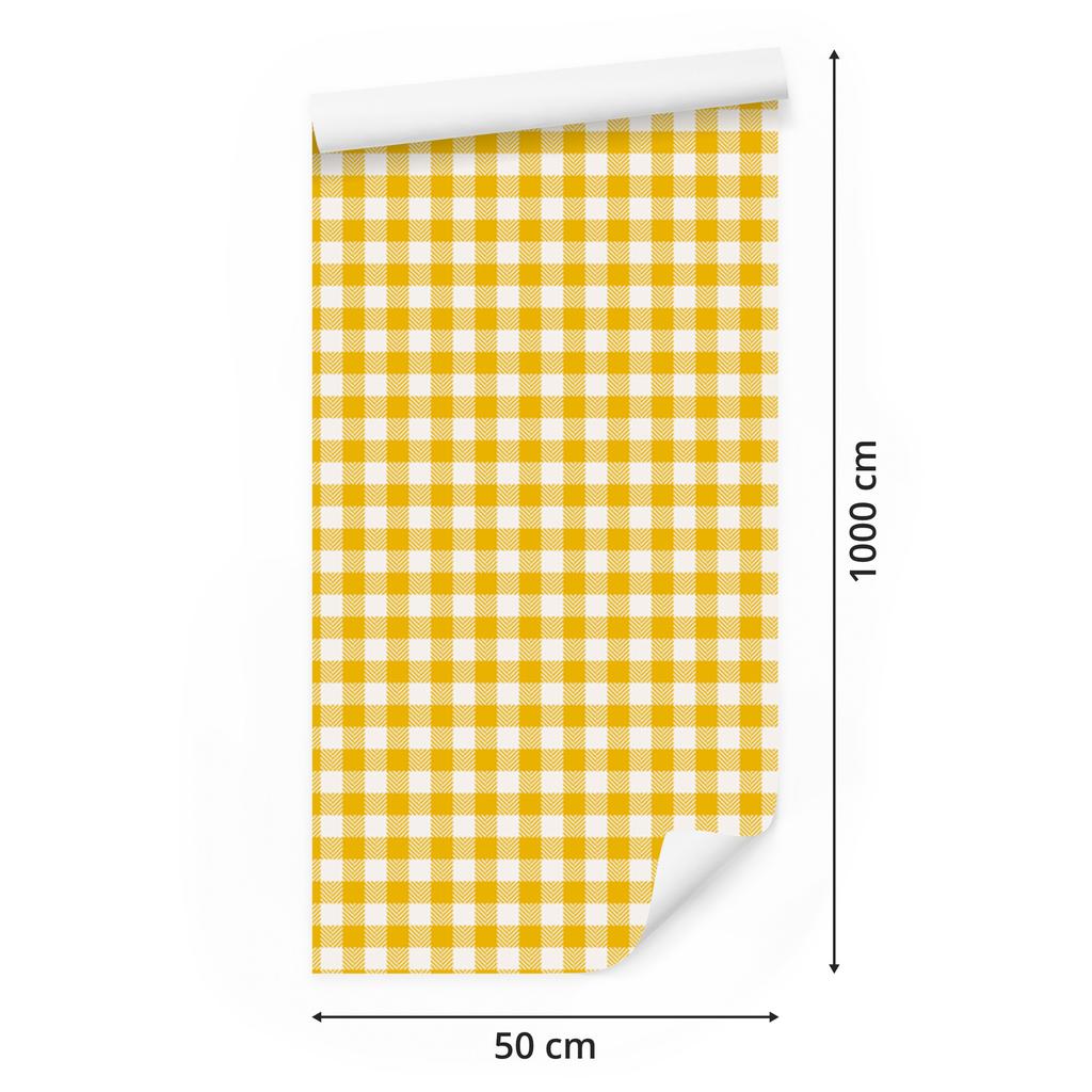 Wallpaper Fabric Pattern Cream, Yellow, White and Gold 50x1000