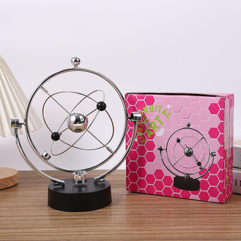 Celestial Orbital Asteroid Rotation Perpetual Motion Swing - Newton Pendulum Model Office Desktop Decor Kinetic Globe Toy