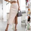 Summer New Slim and Sexy Professional Women's Clothing Ribbed Temperament Slit Button Half Skirt