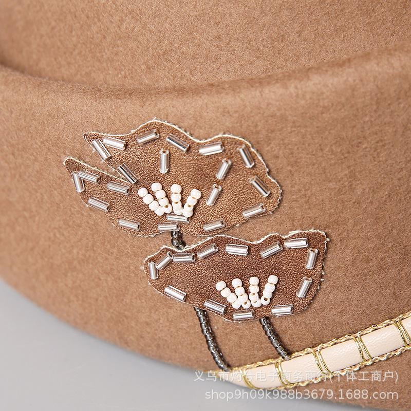Autumn and winter new wool women's solid color versatile elegant celebrity high-end elegant cap temperament versatile octagonal hat