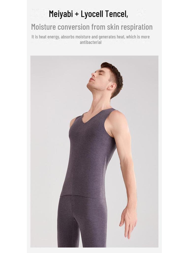 Бесшовный мужской антибактериальный бархатный теплый жилет класса А