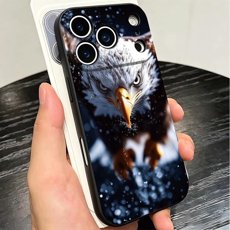 Крутой Мягкий Чехол для Телефона с Белоголовым Орлом для iPhone 16 16E 17 Air 15 Pro Max 14 Plus 13 Mini 11 12 7 Черная Задняя Панель