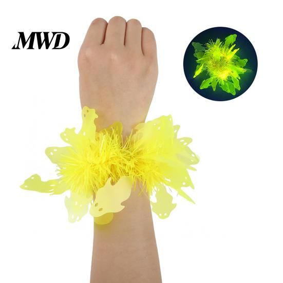 Lightweight PET Wristband for Dancing Halloween Wrist Cuff, Soft Fluffy Bracelet with Fluorescent Ghost Pumpkin Skull Creative Gift Children