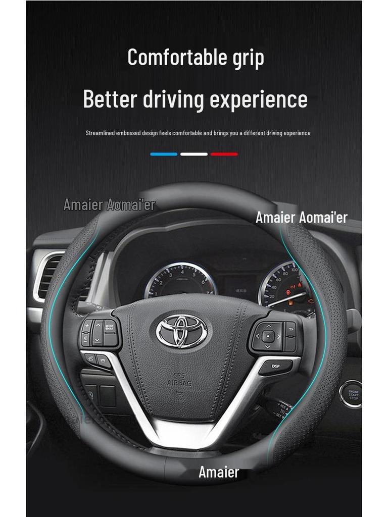 Натуральная кожаная оплетка руля для Toyota: Corolla, Asia Dragon, RAV4, Camry, Highlander, Levin.