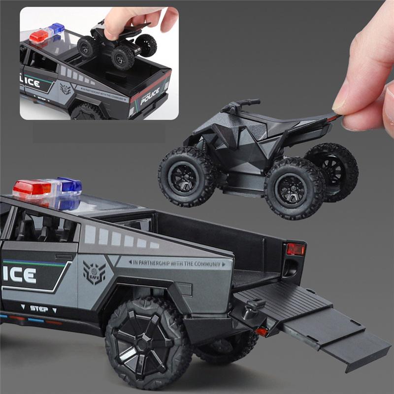 1/24 Tesla Cyber Trucks Сплав Пикап Модель Машины Литой Металл Игрушка Внедорожники Модель Машины Симуляция Звук и Свет Детский Подарок