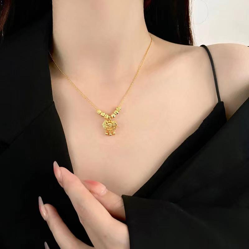 Ожерелье с замком «Пин Ань» для женщин с подвеской «Хороший Луи», классическая полая конструкция ключичной цепи