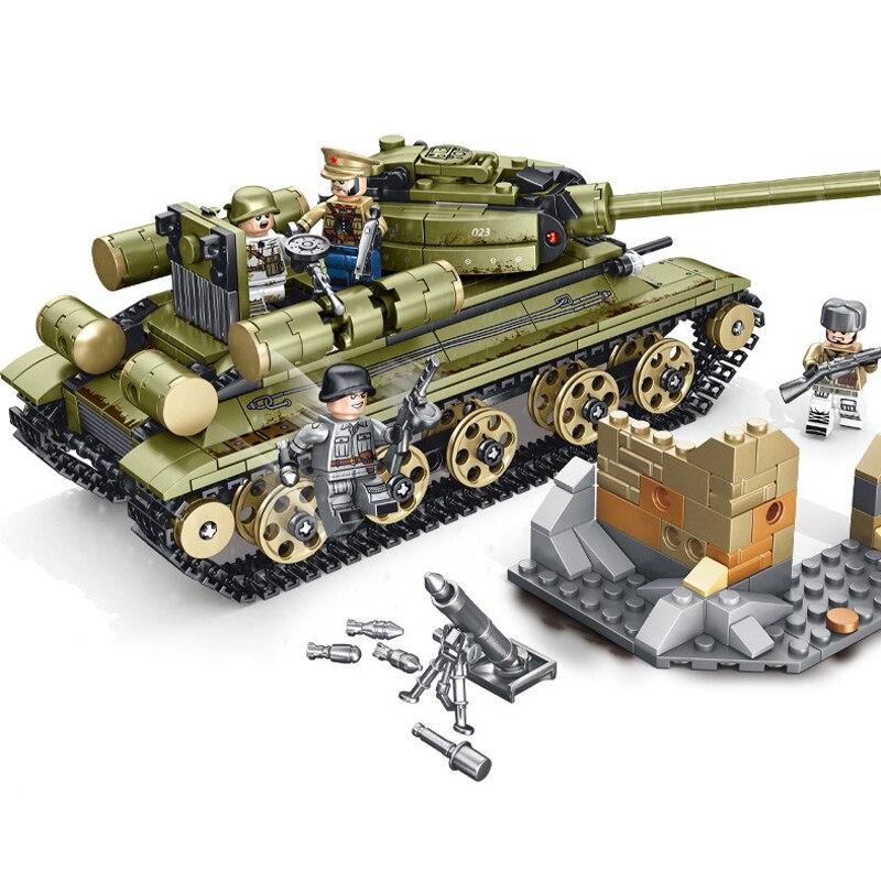 683Pcs Sembo T-34 Tank Model Educational Building Blocks Toys For Boys DIY Birthday Holiday Gift Small Bricks 101038
