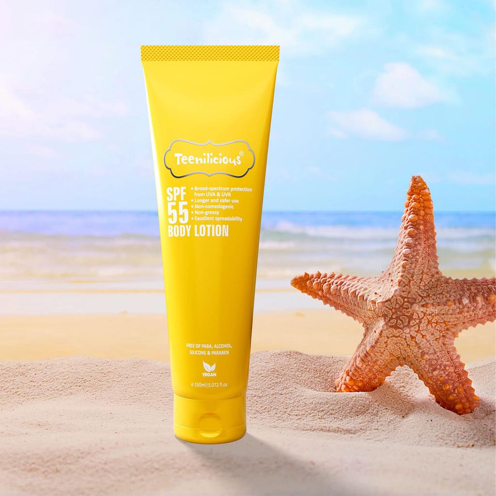 Teenilicious Солнцезащитный лосьон для тела SPF 55, SPF 50 PA+++, Солнцезащитное средство для жирной и чувствительной кожи - 150 мл