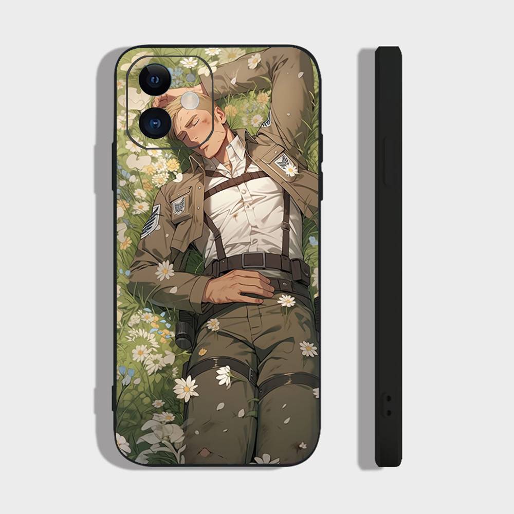 Чехол для телефона с Эрвином Смитом из аниме для iPhone 17 Air 16 15 14 13 Pro Max 11 12 Черный силиконовый чехол