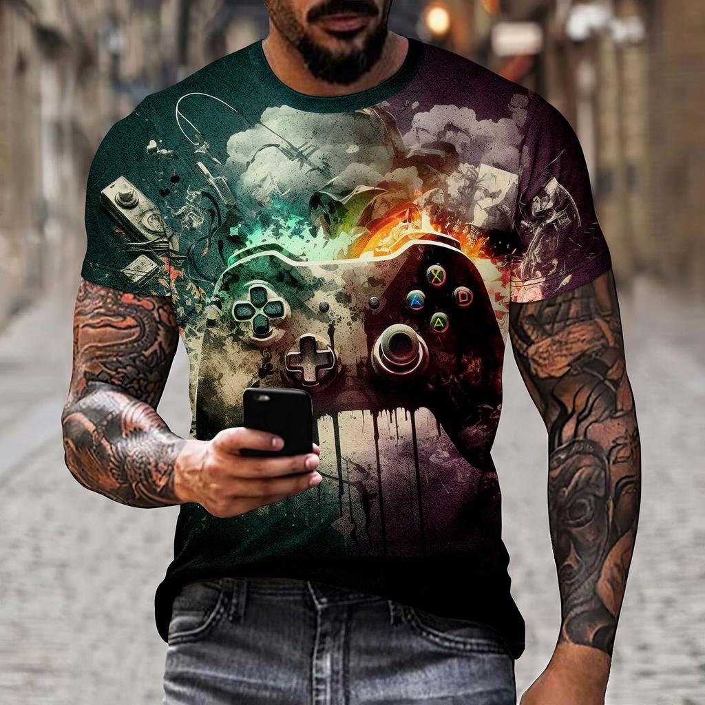 Summer Fashion Game Controller 3D Print T-Shirts Streetwear Casual Oversized O-Neck Short Sleeved Men's T-shirts