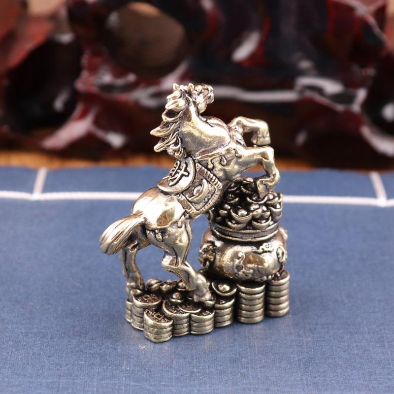 Brass Horse Stepping Treasure Pot Retro Home Decoration Ornament